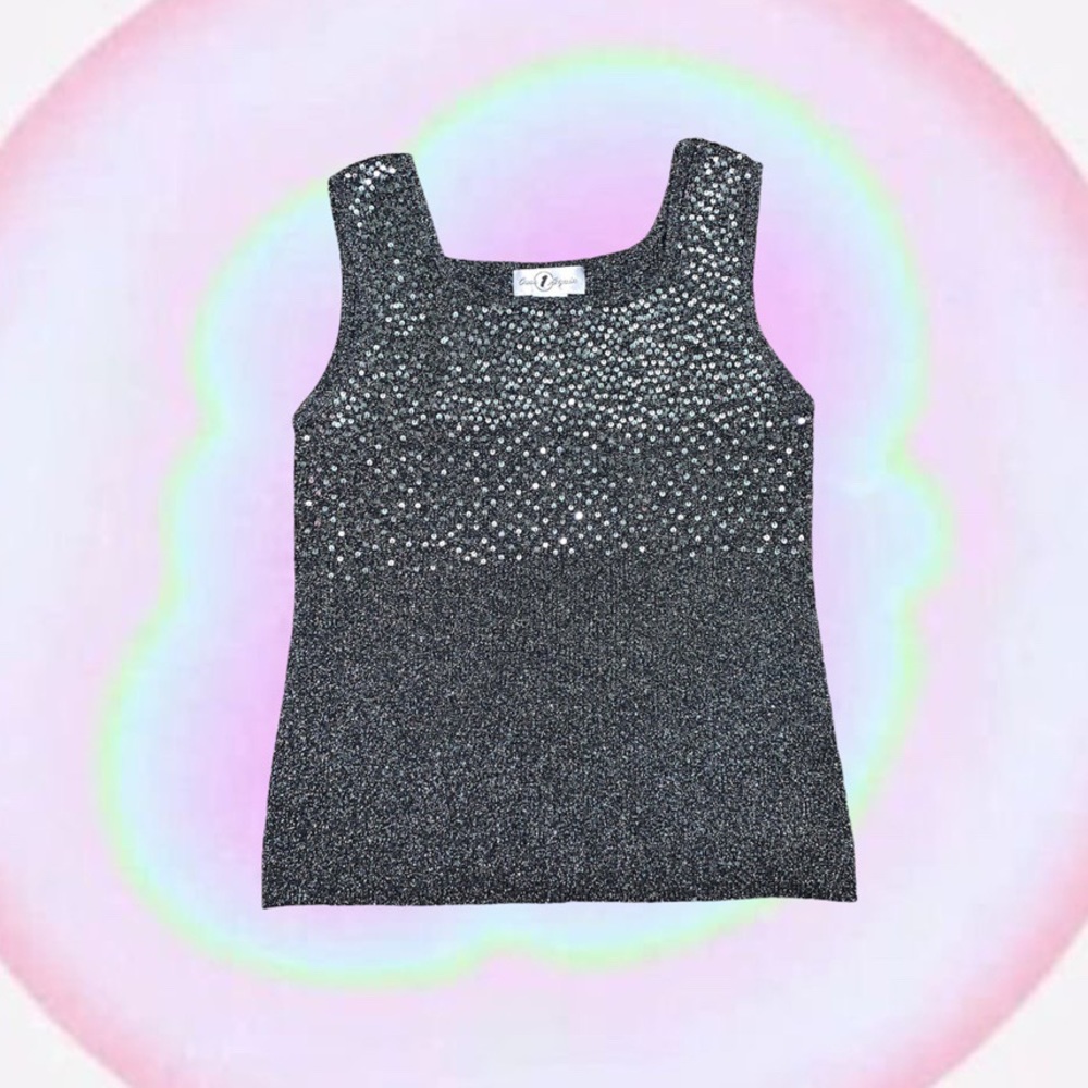 Y2K Grey Sequin Tank Top